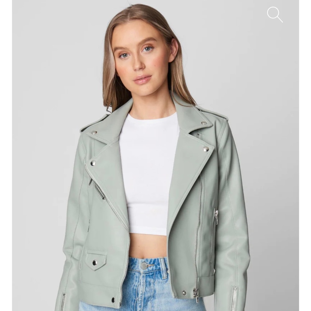 NWOT - Blank NYC Sea Foam Green Faux Leather Jacket size large